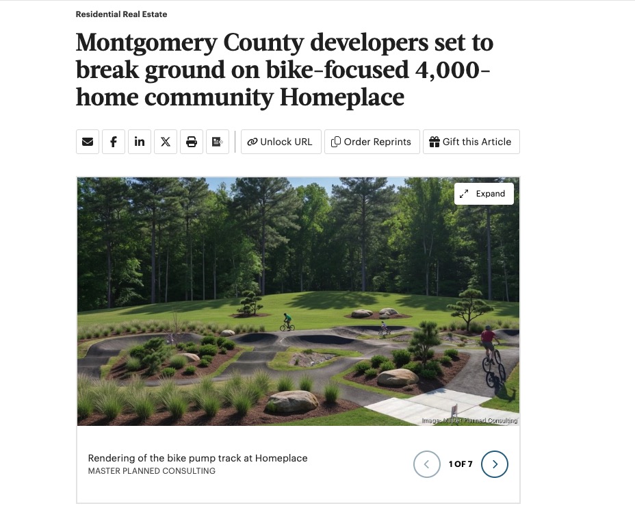 New Montgomery County Master-Planned Community to Feature Seven Interconnected Bike Loops